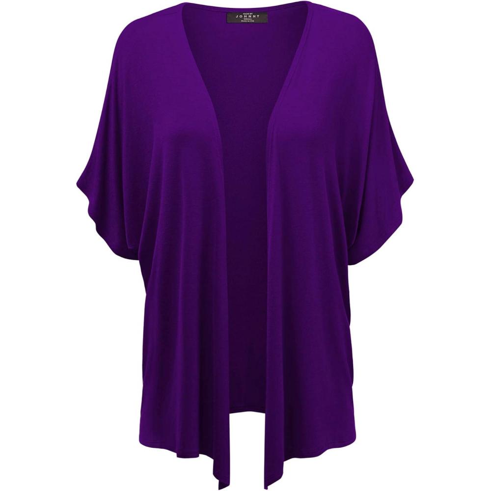 imageMade By Johnny Womens Kimono Style Short Sleeve Dolman Cardigan Lightweight Open Front Summer CoverUpWsk1310darkpurple
