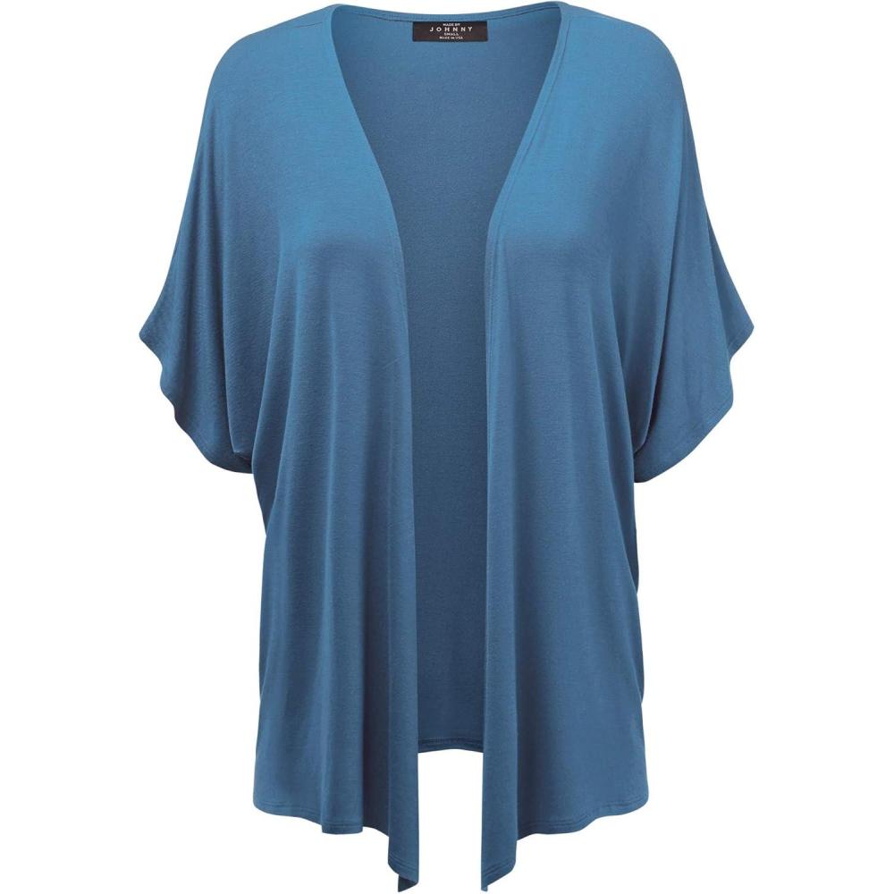 imageMade By Johnny Womens Kimono Style Short Sleeve Dolman Cardigan Lightweight Open Front Summer CoverUpWsk1310denim