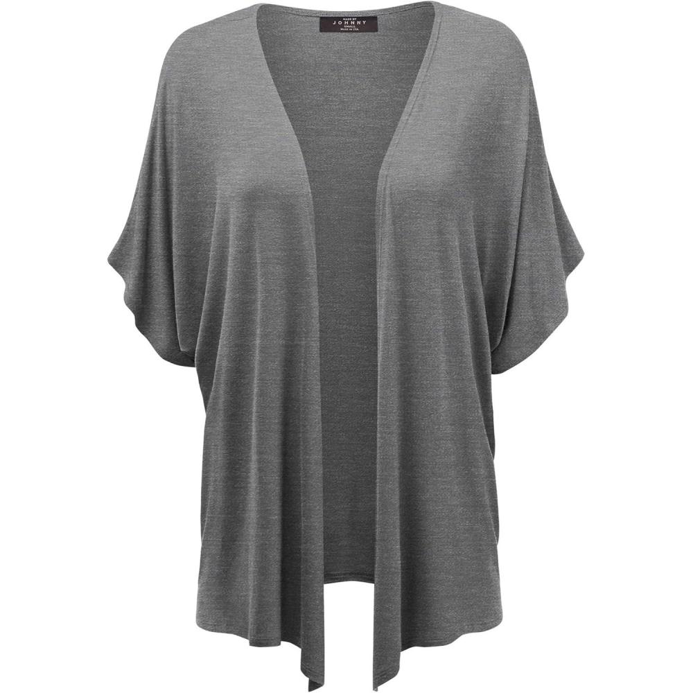 imageMade By Johnny Womens Kimono Style Short Sleeve Dolman Cardigan Lightweight Open Front Summer CoverUpWsk1310hdg