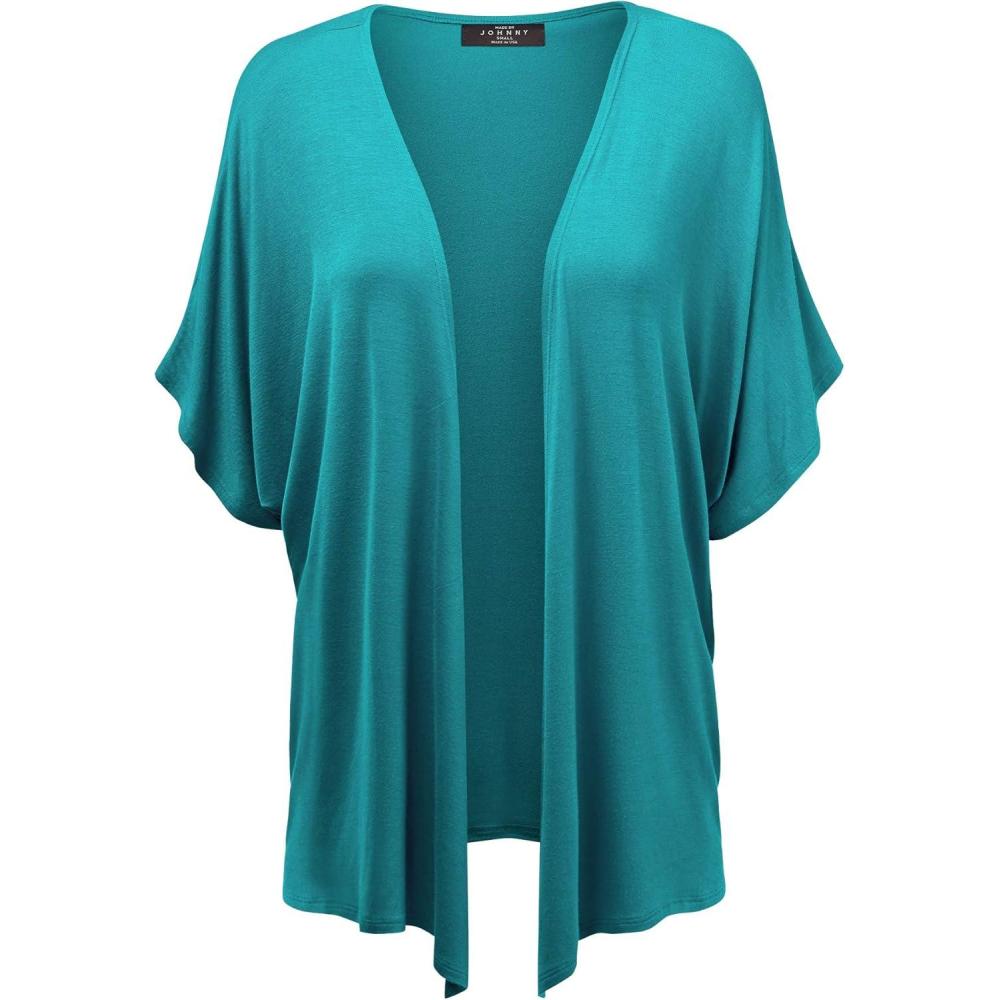 imageMade By Johnny Womens Kimono Style Short Sleeve Dolman Cardigan Lightweight Open Front Summer CoverUpWsk1310jade