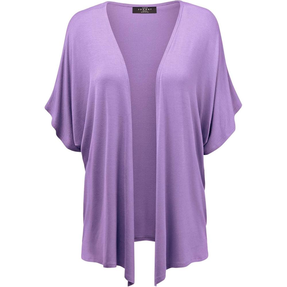 imageMade By Johnny Womens Kimono Style Short Sleeve Dolman Cardigan Lightweight Open Front Summer CoverUpWsk1310lilac