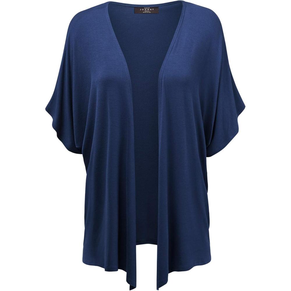 imageMade By Johnny Womens Kimono Style Short Sleeve Dolman Cardigan Lightweight Open Front Summer CoverUpWsk1310navy