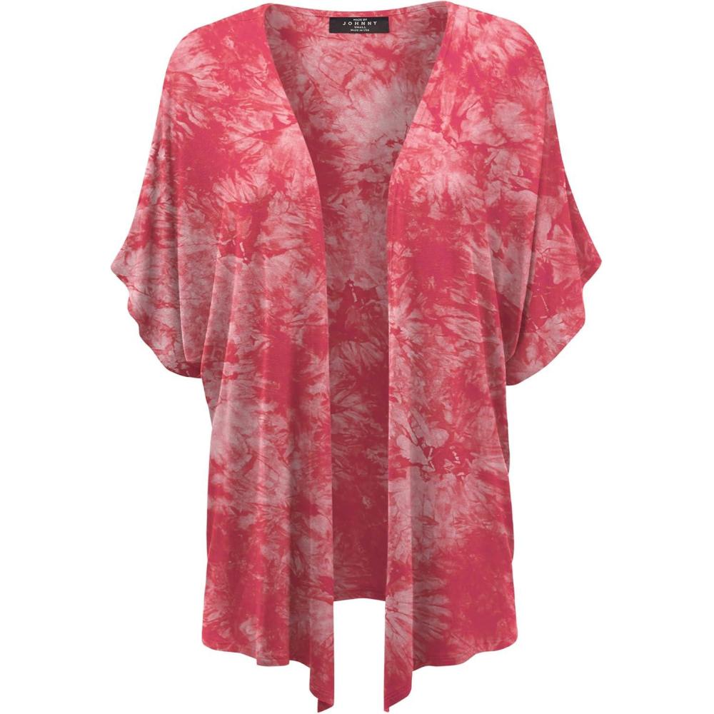 imageMade By Johnny Womens Kimono Style Short Sleeve Dolman Cardigan Lightweight Open Front Summer CoverUpWsk2385coral