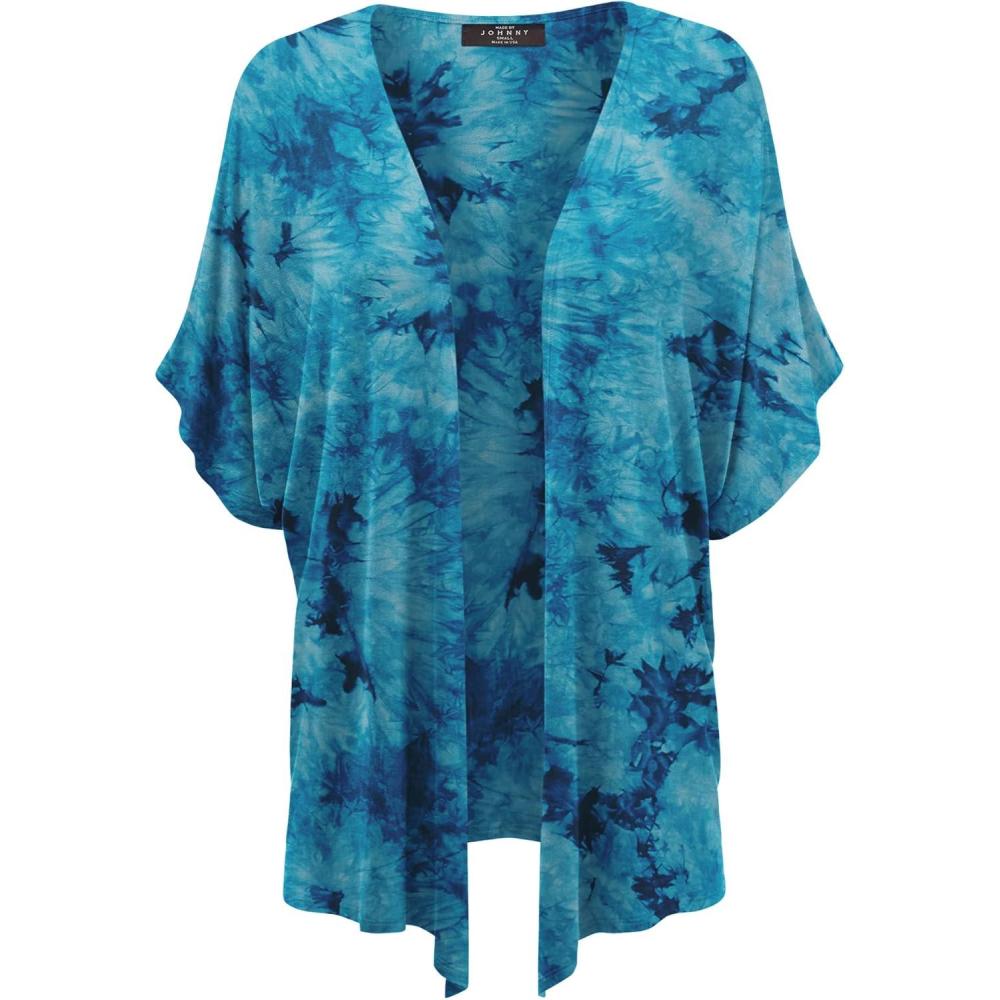 imageMade By Johnny Womens Kimono Style Short Sleeve Dolman Cardigan Lightweight Open Front Summer CoverUpWsk2385teal