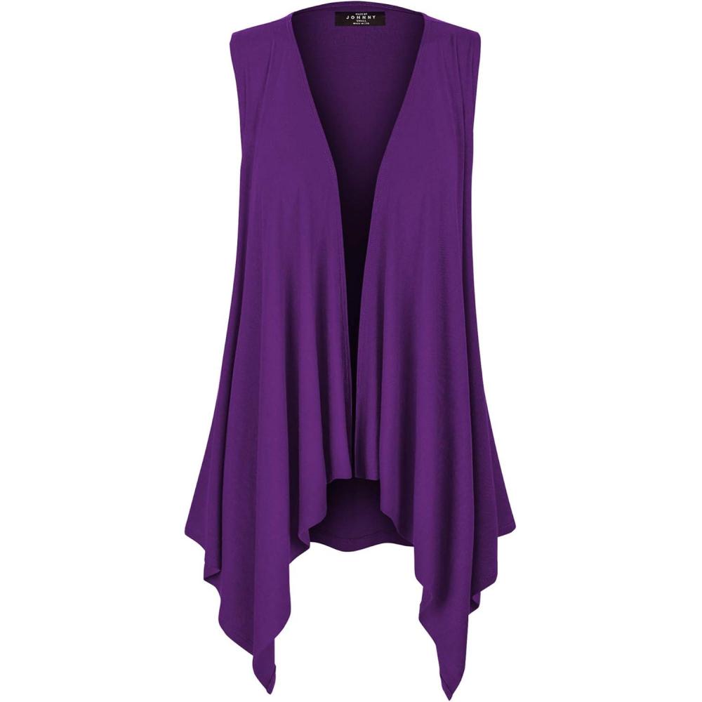 imageMade By Johnny Womens Lightweight Sleeveless Draped Open CardiganWsk1071darkpurple