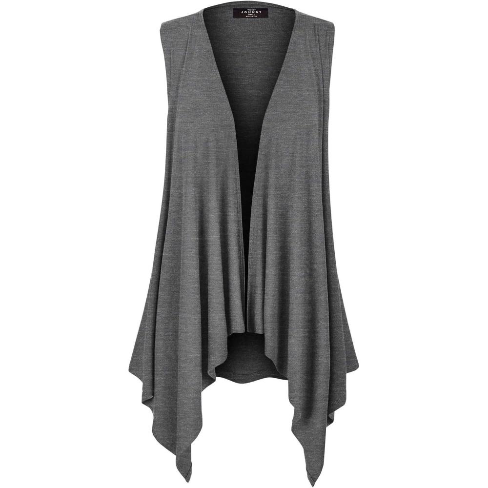 imageMade By Johnny Womens Lightweight Sleeveless Draped Open CardiganWsk1071hdg