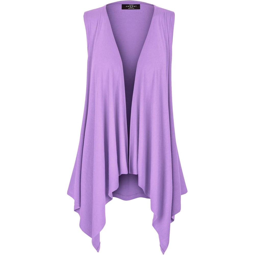 imageMade By Johnny Womens Lightweight Sleeveless Draped Open CardiganWsk1071lilac