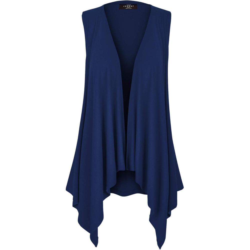 imageMade By Johnny Womens Lightweight Sleeveless Draped Open CardiganWsk1071navy