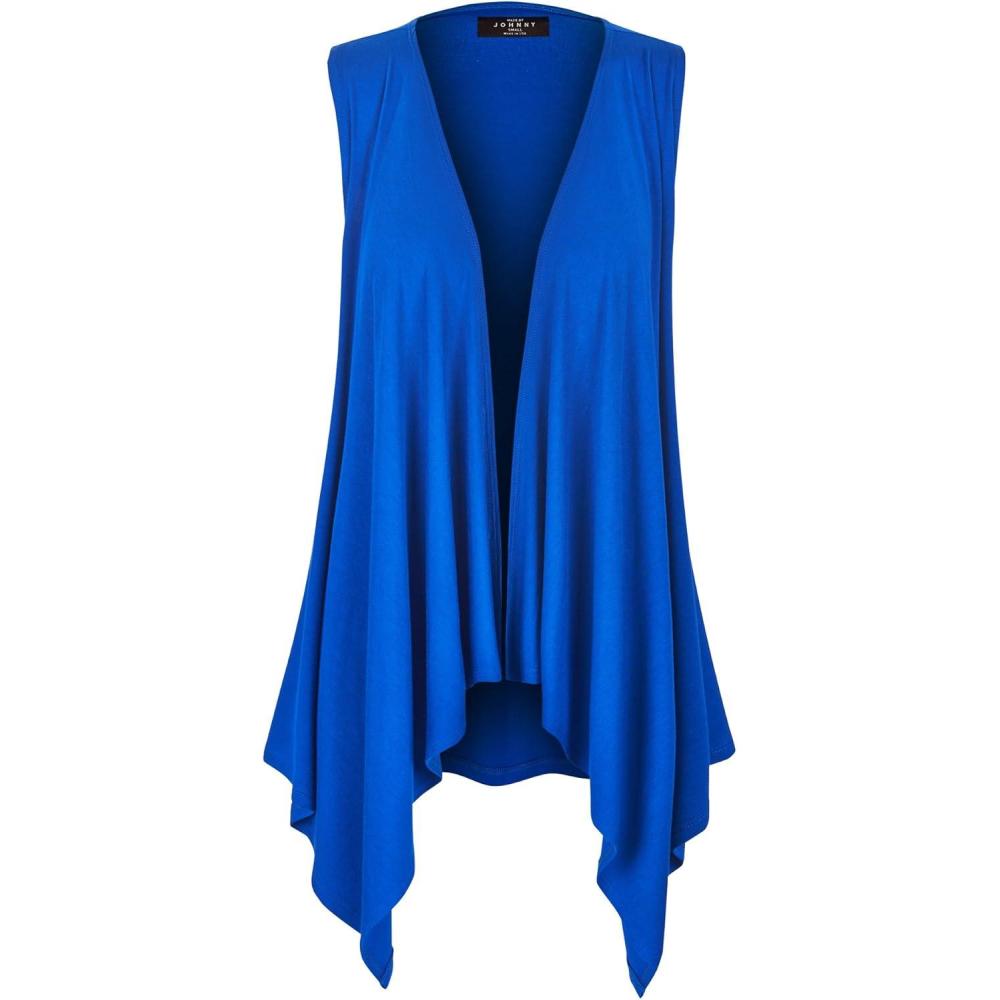 imageMade By Johnny Womens Lightweight Sleeveless Draped Open CardiganWsk1071royalbrite