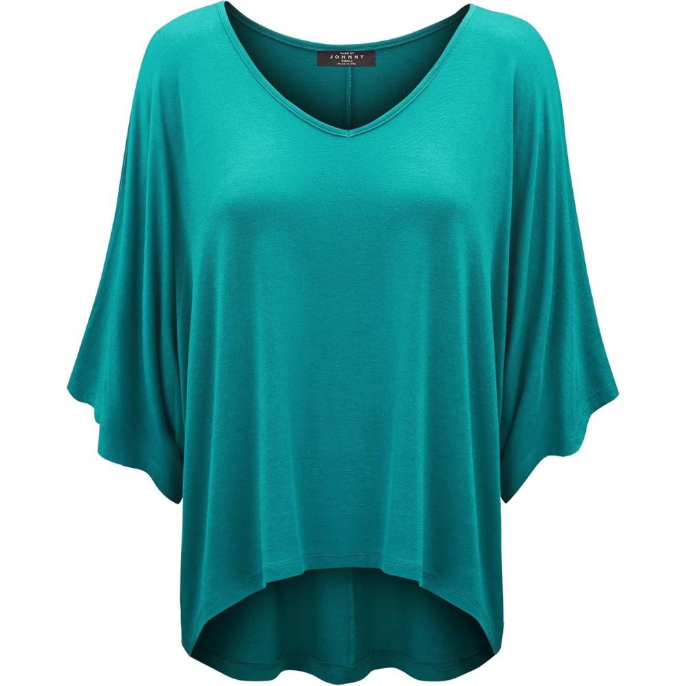 imageMade By Johnny Womens Scoop Neck Half Sleeve Batwing Dolman Top Plus SizeWt1106jade