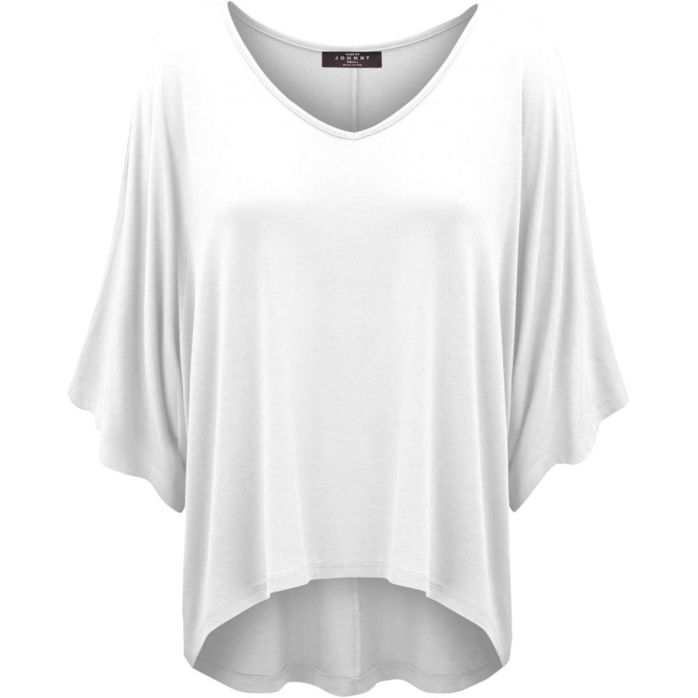 imageMade By Johnny Womens Scoop Neck Half Sleeve Batwing Dolman Top Plus SizeWt1106white