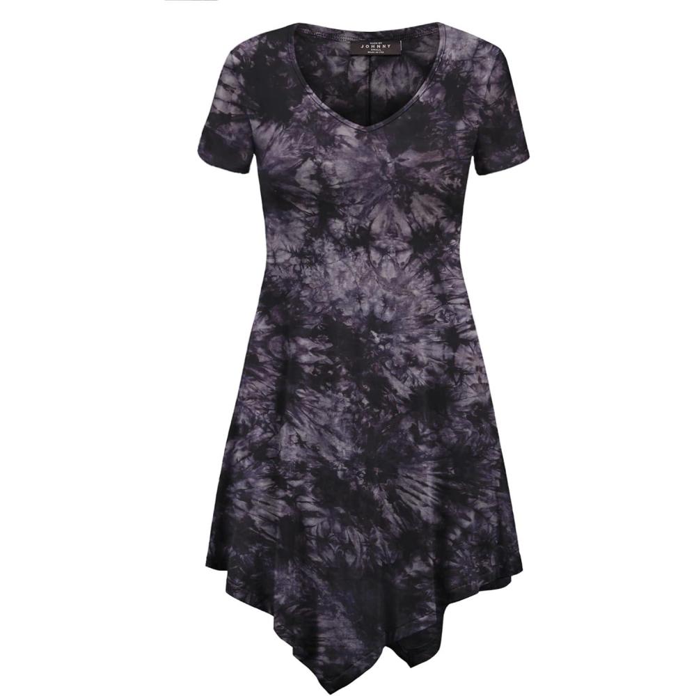 imageMade By Johnny Womens Short Sleev Swing Shirt Casual Tunic TopWt1063black