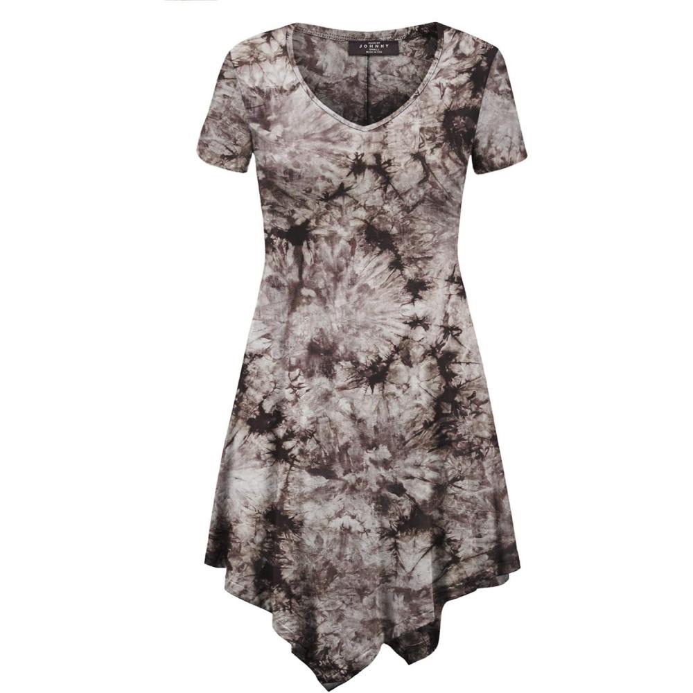 imageMade By Johnny Womens Short Sleev Swing Shirt Casual Tunic TopWt1063brown