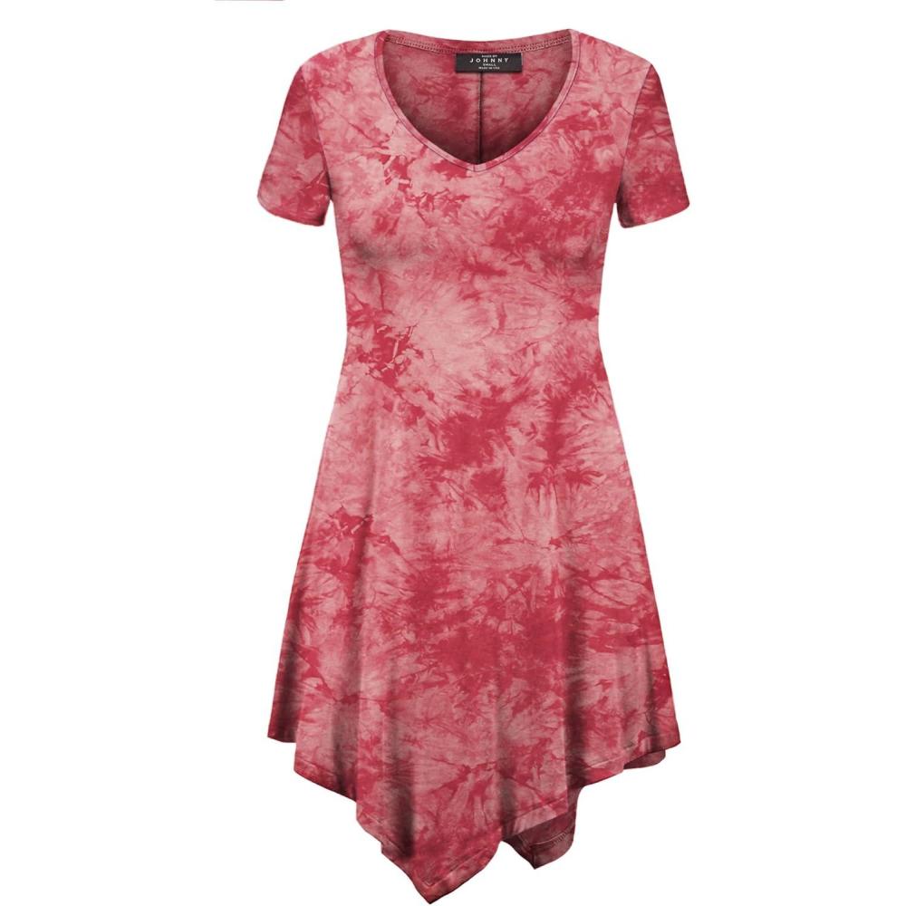 imageMade By Johnny Womens Short Sleev Swing Shirt Casual Tunic TopWt1063coral
