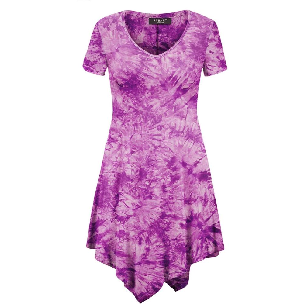 imageMade By Johnny Womens Short Sleev Swing Shirt Casual Tunic TopWt1063purple