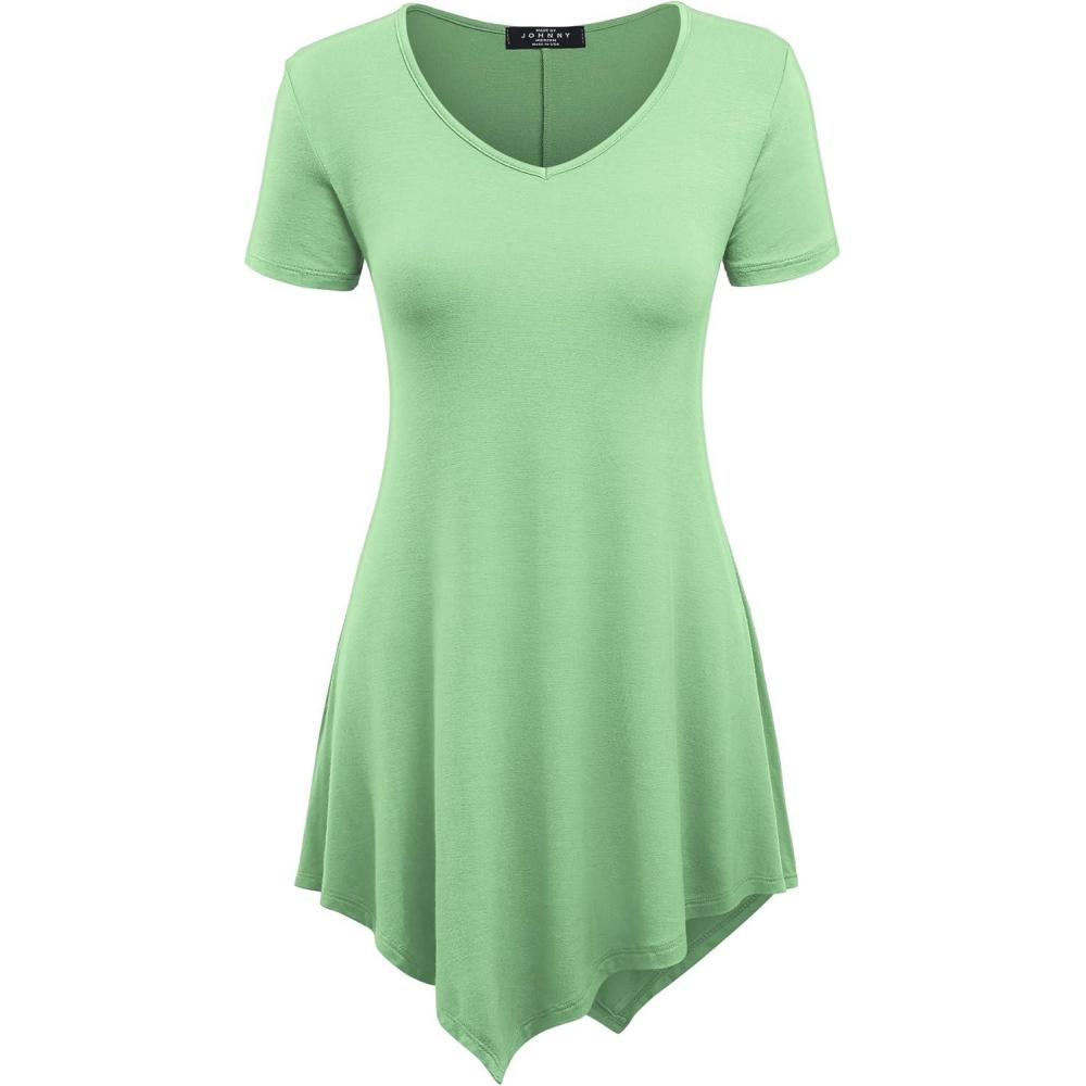 imageMade By Johnny Womens Short Sleev Swing Shirt Casual Tunic TopWt638mint