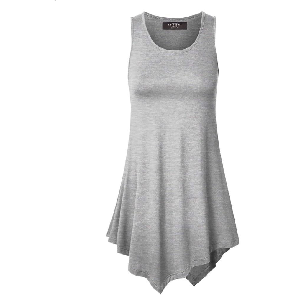 imageMade By Johnny Womens Sleeveless Comfy Tunic Tank Top with Various Hem  Plus SizeWt671heathergray