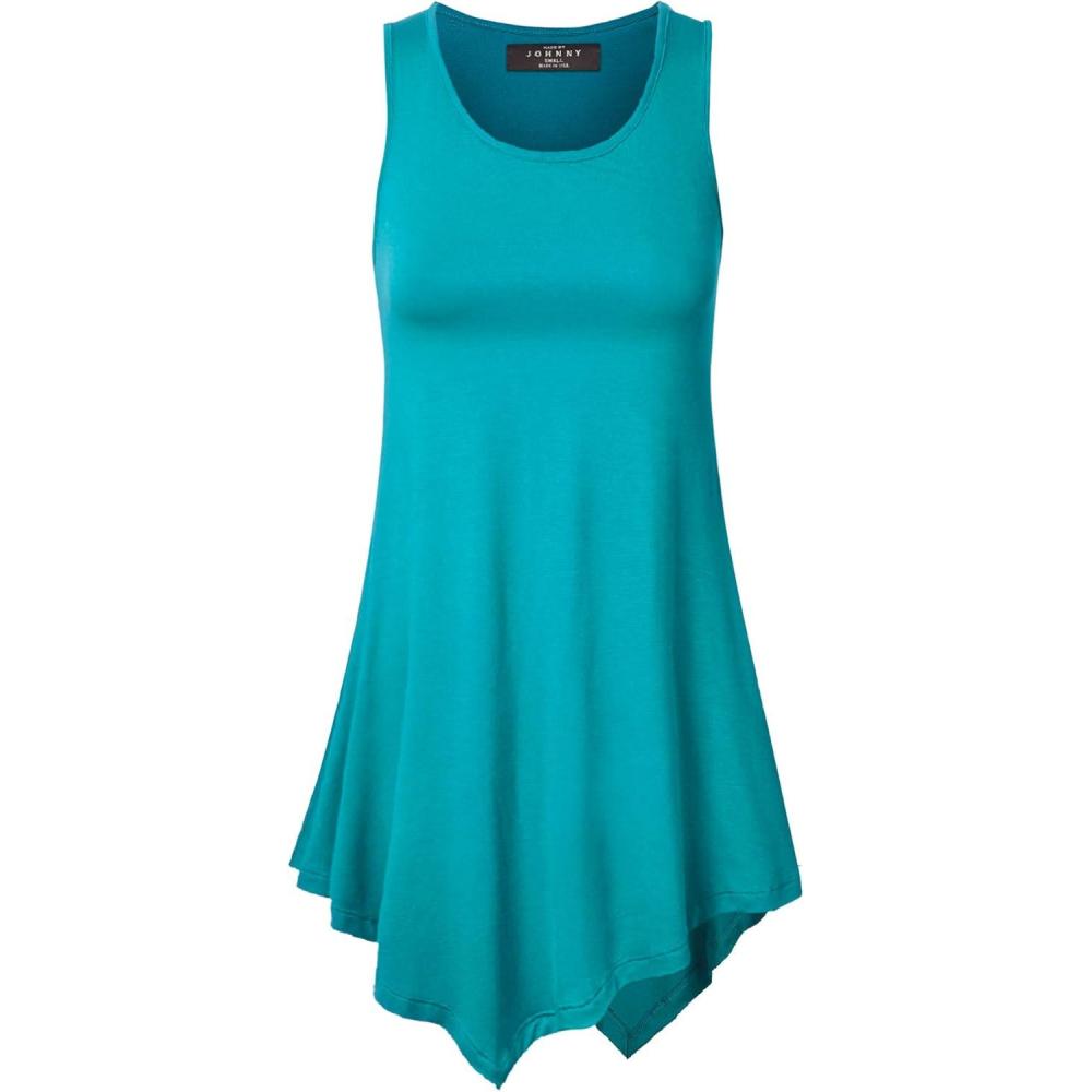 imageMade By Johnny Womens Sleeveless Comfy Tunic Tank Top with Various Hem Plus SizeWt671jade