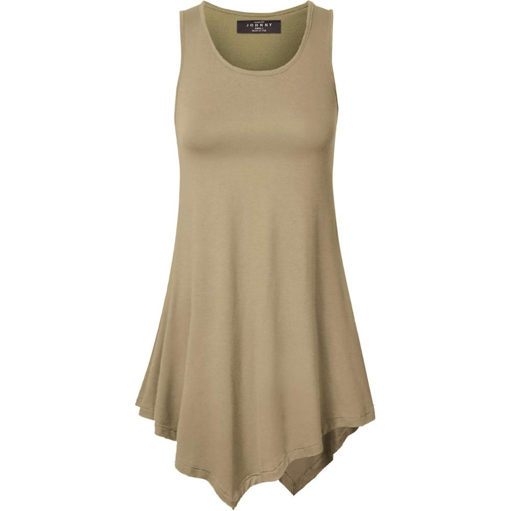 imageMade By Johnny Womens Sleeveless Comfy Tunic Tank Top with Various Hem  Plus SizeWt671taupe
