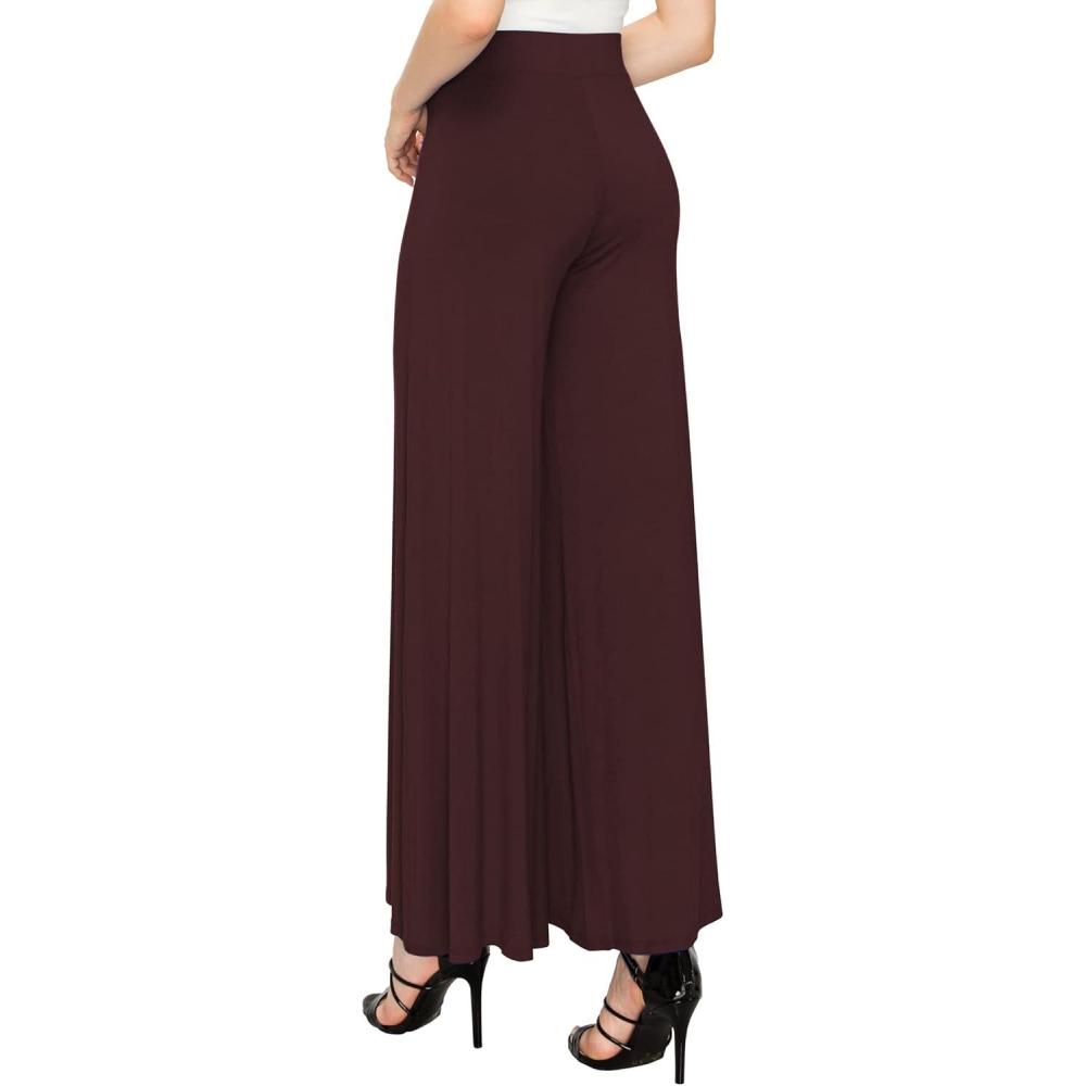 imageMade By Johnny Womens Solid Casual Comfy Stretchy Wide Leg Palazzo Lounge PantsWb1104brown