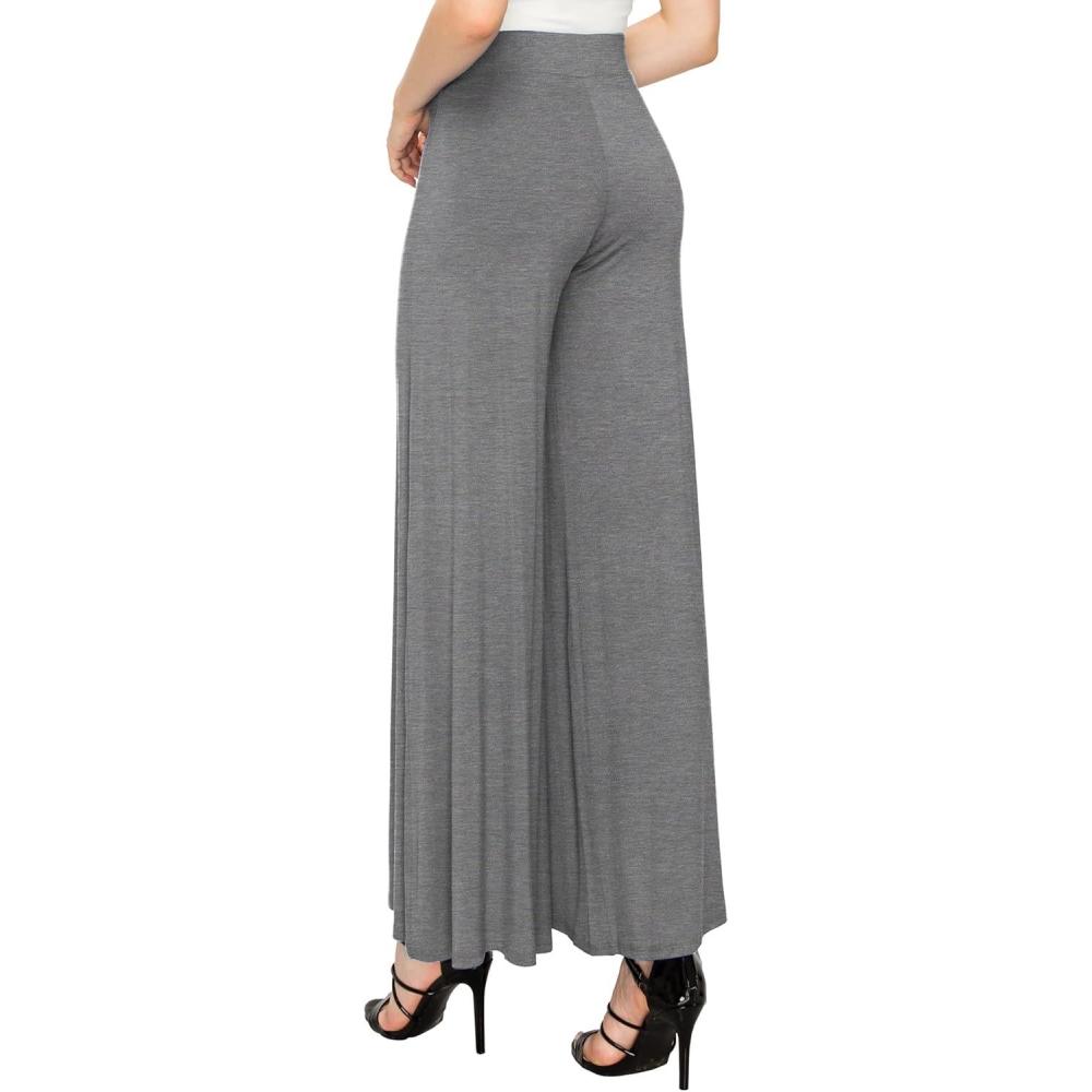 imageMade By Johnny Womens Solid Casual Comfy Stretchy Wide Leg Palazzo Lounge PantsWb1104hdg