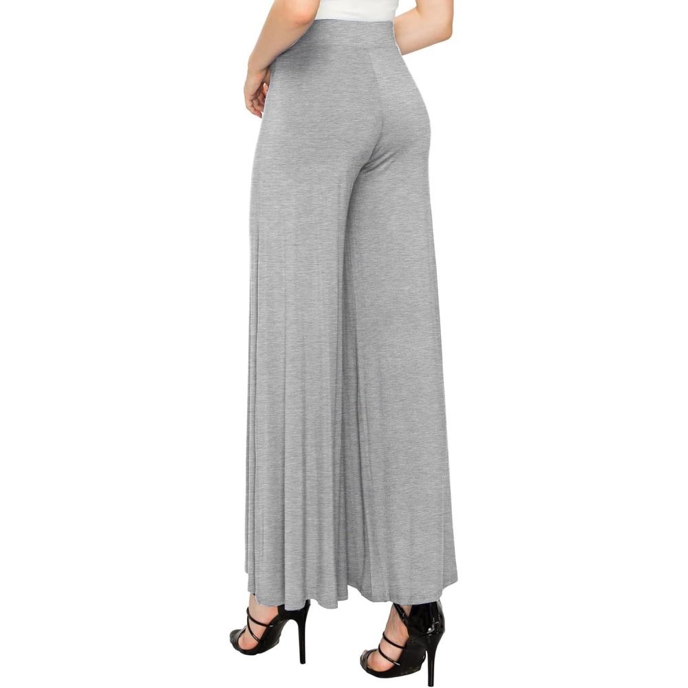 imageMade By Johnny Womens Solid Casual Comfy Stretchy Wide Leg Palazzo Lounge PantsWb1104heathergrey