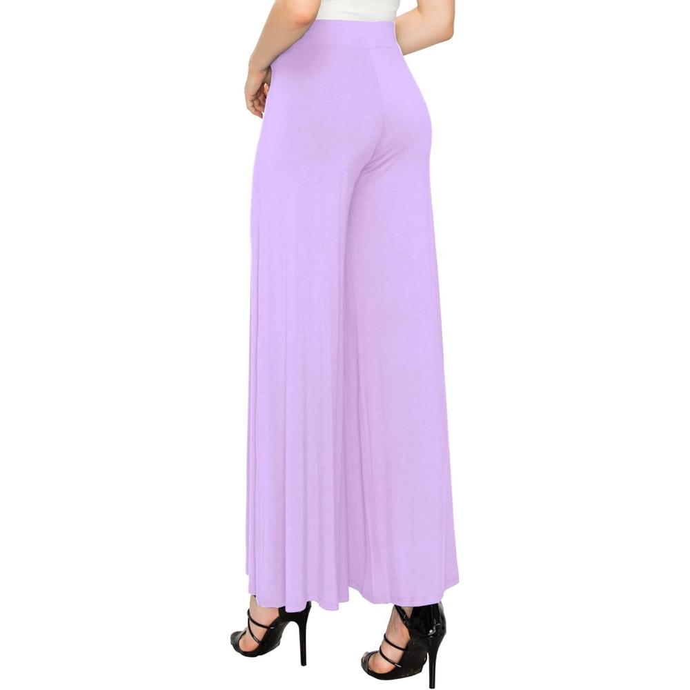imageMade By Johnny Womens Solid Casual Comfy Stretchy Wide Leg Palazzo Lounge PantsWb1104lilac