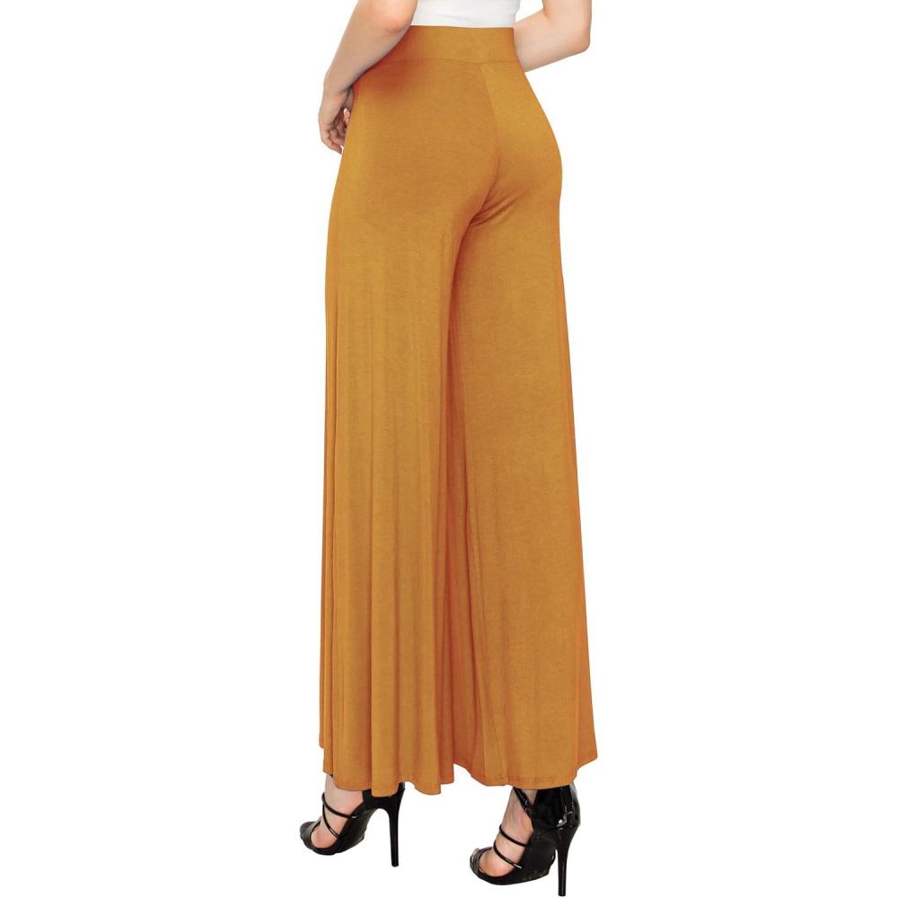imageMade By Johnny Womens Solid Casual Comfy Stretchy Wide Leg Palazzo Lounge PantsWb1104mustard