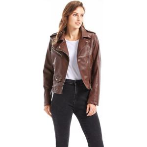 GRAN ORIENTE Faux Leather Jacket Women, Fashion Motorcycle and Biker Coat