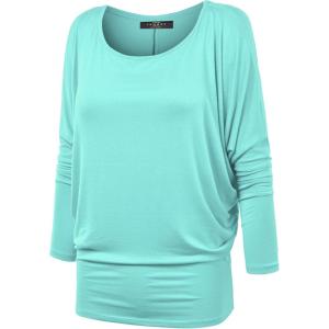 MBJ Womens Batwing Long Sleeve Top – Made in USA(Wt826_aqua)