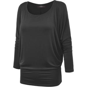 MBJ Womens Batwing Long Sleeve Top – Made in USA(Wt826_black)