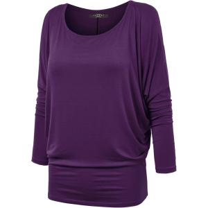 MBJ Womens Batwing Long Sleeve Top – Made in USA(Wt826_dark_purple)