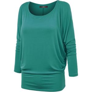 MBJ Womens Batwing Long Sleeve Top – Made in USA(Wt826_jade)