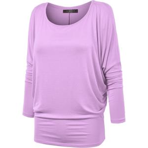 MBJ Womens Batwing Long Sleeve Top – Made in USA(Wt826_lilac)