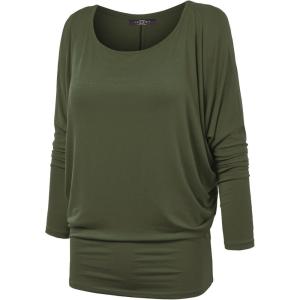 MBJ Womens Batwing Long Sleeve Top – Made in USA(Wt826_olive)