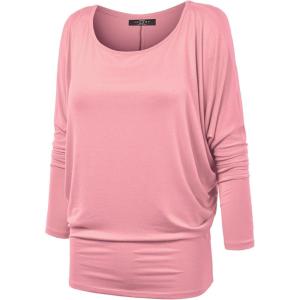 MBJ Womens Batwing Long Sleeve Top – Made in USA(Wt826_pink)
