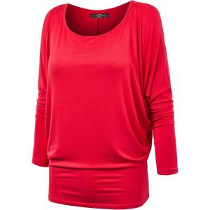 MBJ Womens Batwing Long Sleeve Top – Made in USA(Wt826_red)
