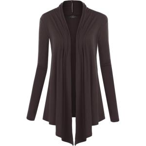 MBJ Womens Draped Open- Front Cardigan(Wsk850_brown)