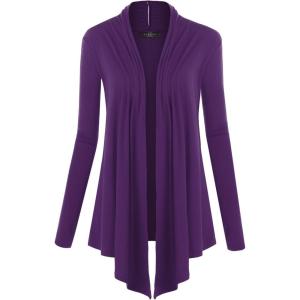 MBJ Womens Draped Open- Front Cardigan(Wsk850_dark_purple)