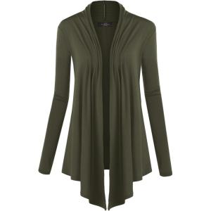 MBJ Womens Draped Open- Front Cardigan(Wsk850_olive)