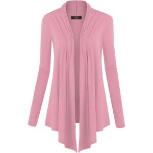 MBJ Womens Draped Open- Front Cardigan(Wsk850_pink)