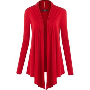 MBJ Womens Draped Open- Front Cardigan(Wsk850_red)