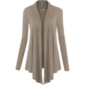 MBJ Womens Draped Open- Front Cardigan(Wsk850_taupe)