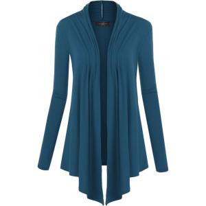 MBJ Womens Draped Open- Front Cardigan(Wsk850_teal)