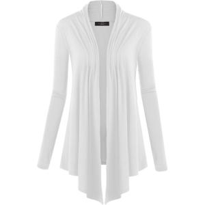 MBJ Womens Draped Open- Front Cardigan(Wsk850_white)