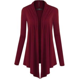 MBJ Womens Draped Open- Front Cardigan(Wsk850_wine)