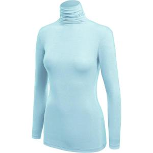 MBJ Womens Long Sleeve Ribbed Turtleneck Pullover Sweater – Made in USA(Wsk1030_aqua)