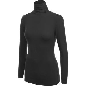 MBJ Womens Long Sleeve Ribbed Turtleneck Pullover Sweater – Made in USA(Wsk1030_black)