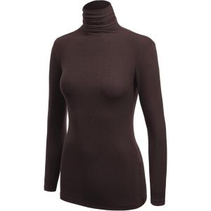 MBJ Womens Long Sleeve Ribbed Turtleneck Pullover Sweater – Made in USA(Wsk1030_brown)