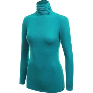 MBJ Womens Long Sleeve Ribbed Turtleneck Pullover Sweater – Made in USA(Wsk1030_jade)